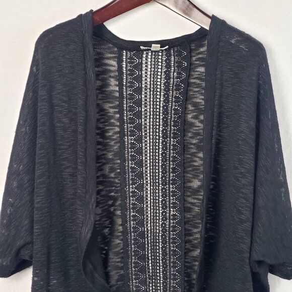 John Paul Richards Medium Black Open Front Cardigan Sweater - Picture 2 of 7